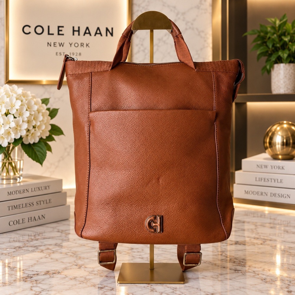 Cole Haan Grand Ambition Convertible Backpack British Tan Leather